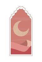 A crescent moon and a desert scene vector