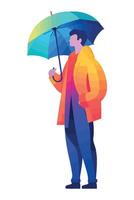 Man with umbrella in rain vector