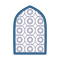 A blue and white window with a pattern on it vector