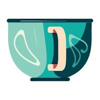 A blue bowl with a handle on it vector