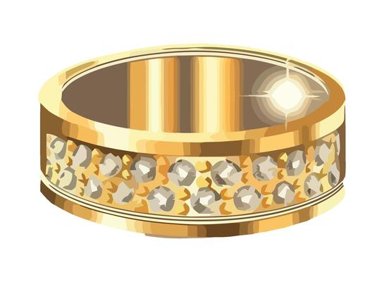 Golden ring with diamonds