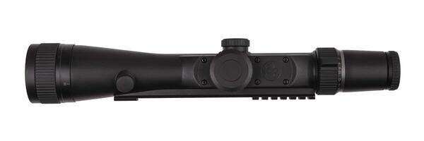 modern black optical scope for weapon isolated on whited. sight scope isolated on white back. photo