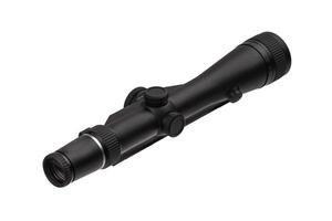modern black optical scope for weapon isolated on whited. sight scope isolated on white back. photo