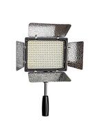 Photo and lamp isolate on white back. LED lamp with special shutters for the formation of light flux. Photo and lighting fixture.