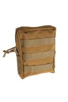 Multifunctional military pouch with zipper in coyote color. Isolate on white back photo