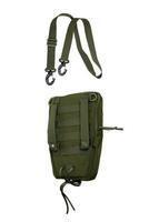 Multifunctional military pouch with zipper in khaki color. Isolate on white back photo