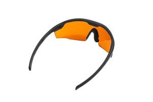 Modern goggles for eye protection. Glasses with plastic frames and plastic lenses. Isolate on a white back. photo