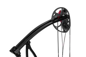 Modern, compound hunting bow. An ancient weapon with a modern twist. Isolate on a white back. photo