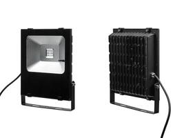 Powerful modern LED lamp with the ability to change the color of light. Isolate on a white back. photo