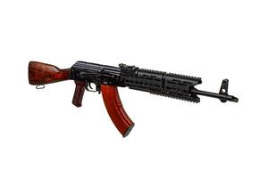 Classic Soviet AK machine gun on a white back. Weapons of Russia and the Soviet Union isolated on white back. photo