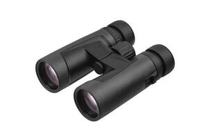 Modern binoculars isolated on white background. Optical device for long-range vision. photo