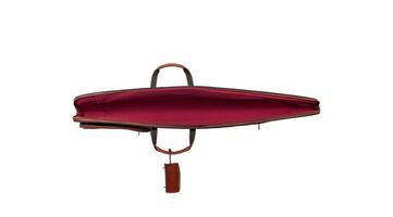 Luxury leather case for weapons isolate on a white back. Brown leather case for a hunting rifle. photo