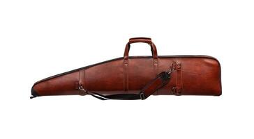 Luxury brown leather weapon case isolate on white background. photo