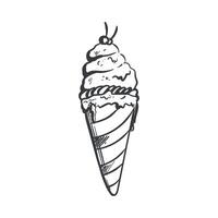Ice cream in a cone sketch illustration vector