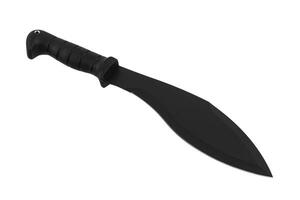 A large machete knife with a black curved blade. Modern edged weapons. Isolate on a white back. photo