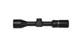 modern black optical scope for weapon isolated on whited. sight scope isolated on white back. photo