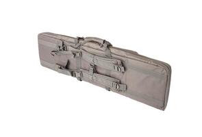 Soft yet durable modern weapon case with additional pockets and attachments. Bag for storing and carrying weapons. Isolate on a white back photo