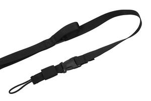 Nylon shoulder strap for a gun isolated on white backg. Belt for comfortable carrying of weapons. photo