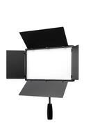 Photo and lamp isolate on white back. LED lamp with special shutters for the formation of light flux. Photo and lighting fixture.