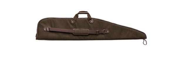 Soft green case for weapons isolate on a white background. Luxury case for storage and transportation of a hunting rifle. photo