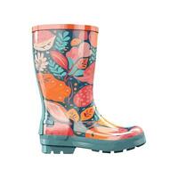 A pair of colorful rain boots with a floral design vector