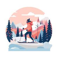 A man is skiing in the mountains vector