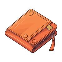 An orange wallet with a zipper on it vector