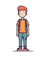 A cartoon boy with a backpack standing in front of a white background vector