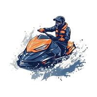 A man riding a jet ski on a white background vector