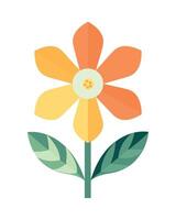 An orange flower with leaves on it vector