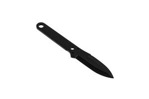 Throwing knife with black blade and handle. Silent weapons of assassins and ninjas. Isolate on a white back. photo