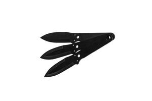 Throwing knife with black blade and handle. Silent weapons of assassins and ninjas. Isolate on a white back. photo