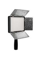 Photo and lamp isolate on white back. LED lamp with special shutters for the formation of light flux. Photo and lighting fixture.