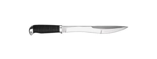 Hunting knife with wooden handle. Isolated on white back. photo