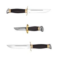 Hunting knife with wooden handle. Isolated on white back. photo