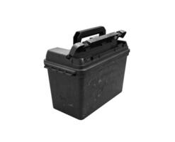 Plastic box with a handle and additional compartments for various small items. Tool box for fishing or hunting accessories. Isolate on a white back photo