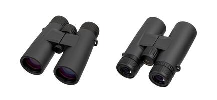 Modern binoculars. An optical instrument for observation at long distances. Isolate on a white back. photo