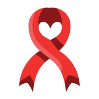 Red ribbon with heart shape on white background vector