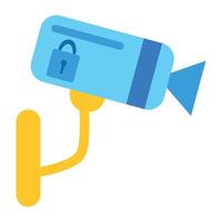 A blue camera with a lock on it vector