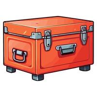 An orange suitcase with a handle on it vector