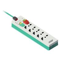 An illustration of a power strip with multiple outlets vector
