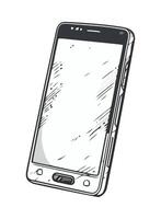 A drawing of a smartphone with a blank screen vector