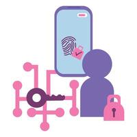 A person with a phone and a keypad vector