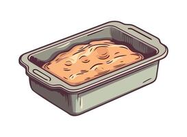 Bread loaf in a plastic container on a white background vector