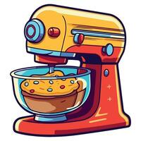 A cartoon mixer with a cake in it vector