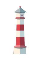 A red and white lighthouse on a white background vector