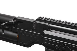 Modern air rifle isolate on a white back. Pneumatic weapons for sports and recreation. photo