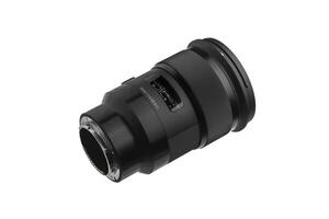 Modern lens with a focal length of 50 mm and aperture f 1.4 isolate on a white back. photo