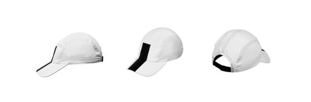 Baseball cap from different sides. Mockup for design creation. Isolate on white back. photo