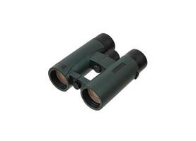 The binoculars are dark green. A modern device for observing objects at a long distance. Isolate on a white back photo